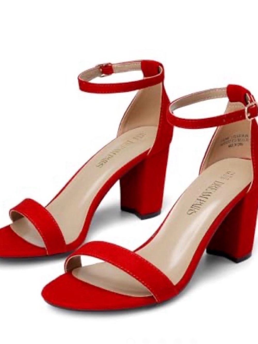Dream Pairs Red Ankle-Strap Block Heels for Women
